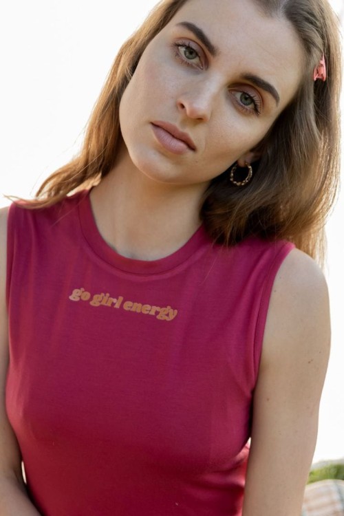 Komplet różowy top ze spódniczką z modalu Go girl energy komplet  sportowy na siłownię